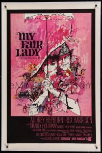 5a172 MY FAIR LADY linen 1sh '64 classic Bob Peak art of Audrey Hepburn & Rex Harrison!