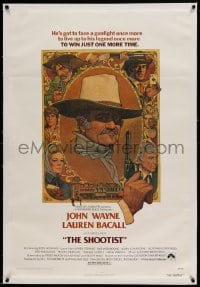 5a239 SHOOTIST linen 1sh '76 Don Siegel, best Richard Amsel artwork of cowboy John Wayne & cast!