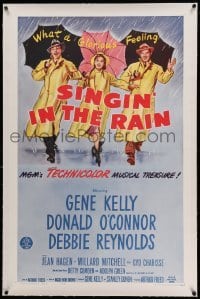 5a241 SINGIN' IN THE RAIN linen 1sh R62 Gene Kelly, Donald O'Connor, Debbie Reynolds, classic!