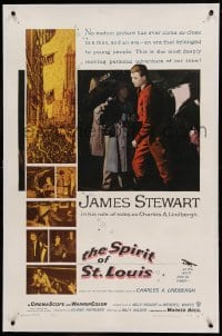 5a251 SPIRIT OF ST. LOUIS linen 1sh '57 James Stewart as aviator Charles Lindbergh, Billy Wilder!