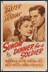 5a260 SUNDAY DINNER FOR A SOLDIER linen 1sh '44 romantic close up art of Anne Baxter & John Hodiak!