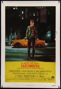 5a271 TAXI DRIVER linen 1sh '76 classic art Robert De Niro by Guy Peellaert, Martin Scorsese!