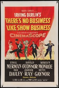 5a273 THERE'S NO BUSINESS LIKE SHOW BUSINESS linen 1sh '54 great art of Marilyn Monroe & top cast!