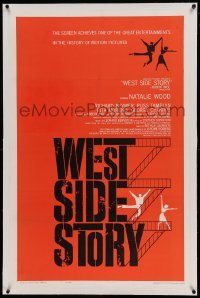 5a295 WEST SIDE STORY linen 1sh '61 1961 pre-Awards one-sheet with classic Joseph Caroff art!