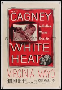 5a298 WHITE HEAT linen 1sh '49 James Cagney is Cody Jarrett, classic noir, top of the world, Ma!