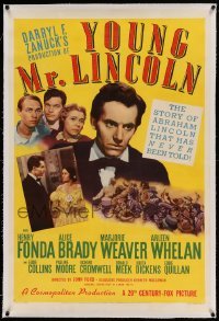 5a312 YOUNG MR. LINCOLN linen style B 1sh '39 Henry Fonda as President Abraham Lincoln, John Ford