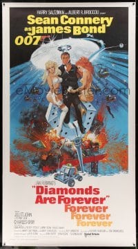 5b036 DIAMONDS ARE FOREVER linen int'l 3sh '71 art of Sean Connery as James Bond by Robert McGinnis!