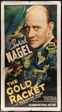 5b043 GOLD RACKET linen 3sh '37 Treasury agent Conrad Nagel stops Mexicans smuggling gold into US!