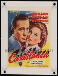 5b123 CASABLANCA linen Belgian '47 best art of Humphrey Bogart & Ingrid Bergman, Curtiz classic!