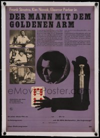 5b094 MAN WITH THE GOLDEN ARM linen East German 16x23 '56 Frank Sinatra, completely different art!