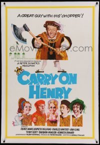 5b138 CARRY ON HENRY VIII linen English 1sh '72 Eric Pulford & Renato Fratini art of the top cast!