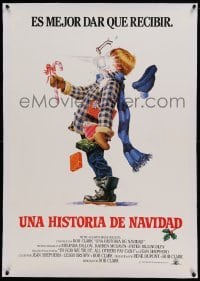 5b141 CHRISTMAS STORY linen Spanish export English 1sh '83 best art of Ralphie hit by snowball!