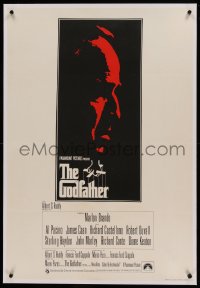 5b142 GODFATHER linen English 1sh '72 different art of Marlon Brando, Francis Ford Coppola classic!