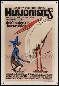 5b011 20EME SALON DES HUMORISTES linen French 31x48 '27 cool Alfred le Petit art of monkey & stork!