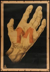 5b001 M linen German 38x56 '31 Fritz Lang, incredible c/u art of the title on hand, ultra rare!
