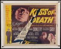 5b077 KISS OF DEATH linen 1/2sh '47 Victor Mature, Brian Donlevy, Coleen Gray, film noir classic!