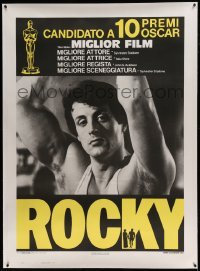 5b010 ROCKY linen Italian 1p '77 different close up of boxer Sylvester Stallone, boxing classic!