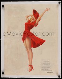 5b090 ALBERTO VARGAS linen 14x19 Esquire magazine centerfold '40s sexy pin-up art, Red Means Go!