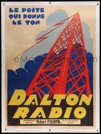 5b027 DALTON RADIO linen 46x62 French advertising poster '40s cool art of radio tower in the clouds!