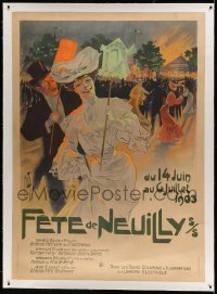 5b025 FETE DE NEUILLY linen 45x63 French special 1903 Ferdinand Misti-Mifliez art of the festival!