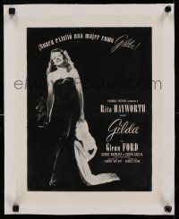 5b185 GILDA linen Spanish/US export 13x16 special '46 sexiest smoking Rita Hayworth in sheath dress!