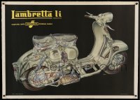 5b179 LAMBRETTA linen 27x39 Italian advertising poster '50s Lojacono art of transluscent scooter!