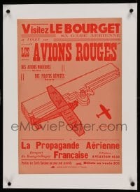 5b168 LES AVIONS ROUGES linen 15x23 French travel poster '30s cool J. Levesque airplane art!