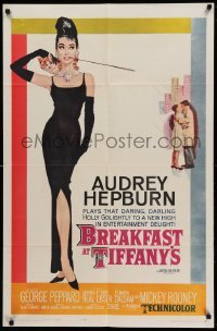 5c021 BREAKFAST AT TIFFANY'S 1sh 1961 most classic McGinnis art of sexy elegant Audrey Hepburn!