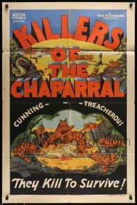 5c034 KILLERS OF THE CHAPARRAL 1sh '30s Savage art, cunning & treacherous, kill to survive, rare!
