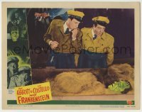 5c063 ABBOTT & COSTELLO MEET FRANKENSTEIN LC #2 '48 Bud & Lou stare at monster in packing crate!