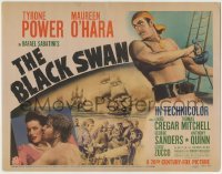 5c089 BLACK SWAN TC '42 great image of barechested pirate Tyrone Power & Maureen O'Hara!