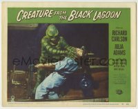 5c082 CREATURE FROM THE BLACK LAGOON LC #5 '54 best close up of monster attacking man on boat!