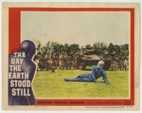 5c079 DAY THE EARTH STOOD STILL LC #6 '51 Rennie in space suit injured on ground by soldiers!