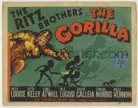 5c101 GORILLA TC '39 art of The Ritz Brothers as detectives chased by huge ape monster, rare!