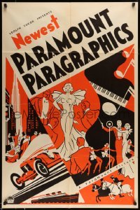 5c038 NEWEST PARAMOUNT PARAGRAPHICS 1sh '30s art of nightclub performers, race car & more!