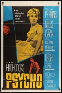 5c042 PSYCHO 1sh '60 sexy half-dressed Janet Leigh, Anthony Perkins, Alfred Hitchcock classic!