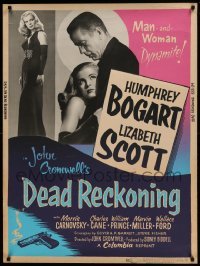 5d179 DEAD RECKONING 30x40 R55 Humphrey Bogart & Lizabeth Scott are man-and-woman dynamite, rare!