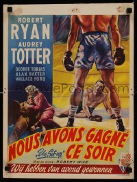 5d203 SET-UP Belgian '49 great different art of boxer Robert Ryan in the ring, Robert Wise!