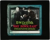 5d007 WAY DOWN EAST glass slide '20 D.W. Griffith classic, Lillian Gish begs forgiveness, rare!