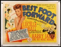 5d146 BEST FOOT FORWARD 1/2sh '43 Lucille Ball c/u + Al Hirschfeld art of Harry James & soldiers!