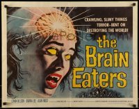 5d138 BRAIN EATERS 1/2sh '58 classic horror art of girl's brain exploding, crawling slimy things!