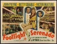 5d149 FOOTLIGHT SERENADE style B 1/2sh '42 sexy Betty Grable, John Payne, Victor Mature, very rare!