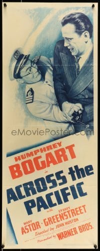 5d089 ACROSS THE PACIFIC insert '42 Humphrey Bogart fighting Japanese officer, ultra rare!