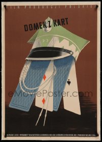 5d164 HOUSE OF CARDS Polish 24x34 '54 Erwin Axer's Domek z kart, cool Adam Bowbelski artwork!