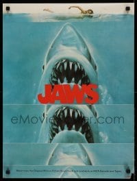 5d172 JAWS 18x24 soundtrack poster '75 far sexier Kastel art of shark attacking swimmer, rare!