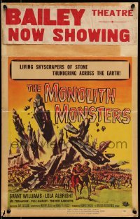 5d072 MONOLITH MONSTERS WC '57 classic Reynold Brown sci-fi art of living skyscrapers of stone!