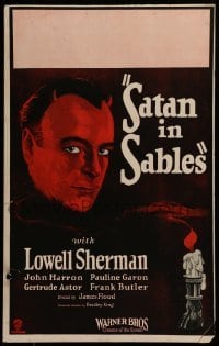 5d076 SATAN IN SABLES WC '25 great art of Lowell Sherman with Devil horns by candle, ultra rare!