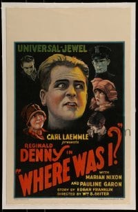 5d079 WHERE WAS I linen WC '25 great art of amnesiac Reginald Denny surrounded by top cast, rare!