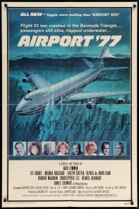5f160 AIRPORT '77 1sh '77 Lee Grant, Jack Lemmon, de Havilland, Bermuda Triangle crash art!