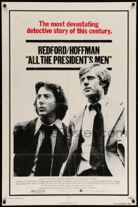 5f164 ALL THE PRESIDENT'S MEN 1sh '76 Dustin Hoffman & Robert Redford as Woodward & Bernstein!